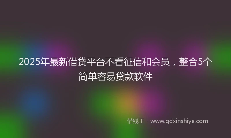 2025年最新借贷平台不看征信和会员，整合5个简单容易贷款软件