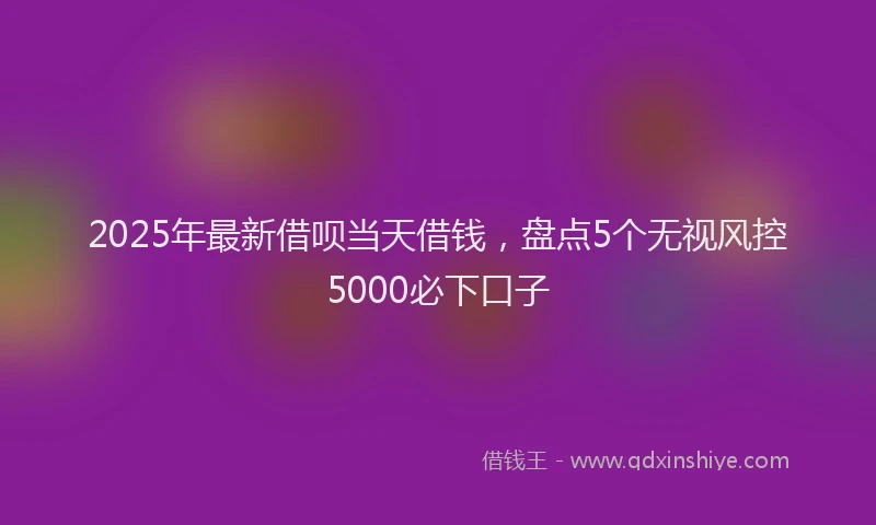 2025年最新借呗当天借钱，盘点5个无视风控5000必下口子