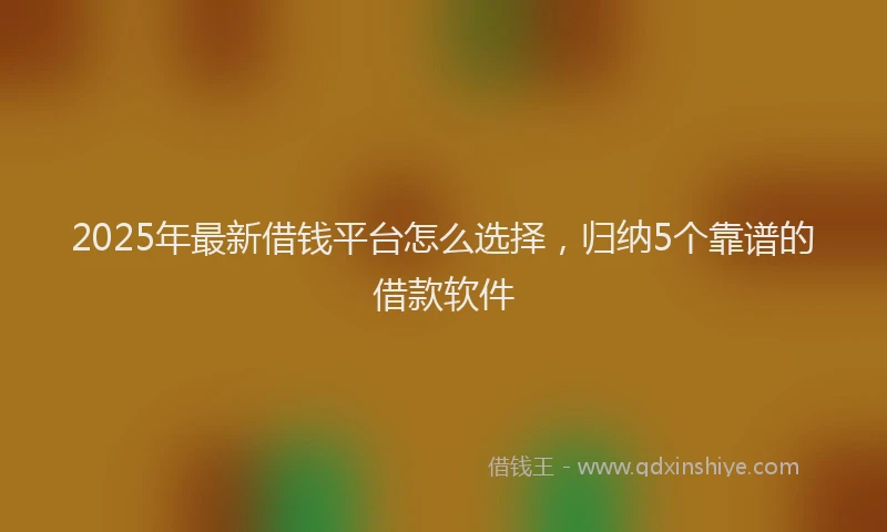 2025年最新借钱平台怎么选择，归纳5个靠谱的借款软件