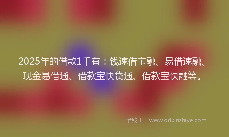 2025年的借款1千有：钱速借宝融、易借速融、现金易借通、借款宝快贷通、借款宝快融等。