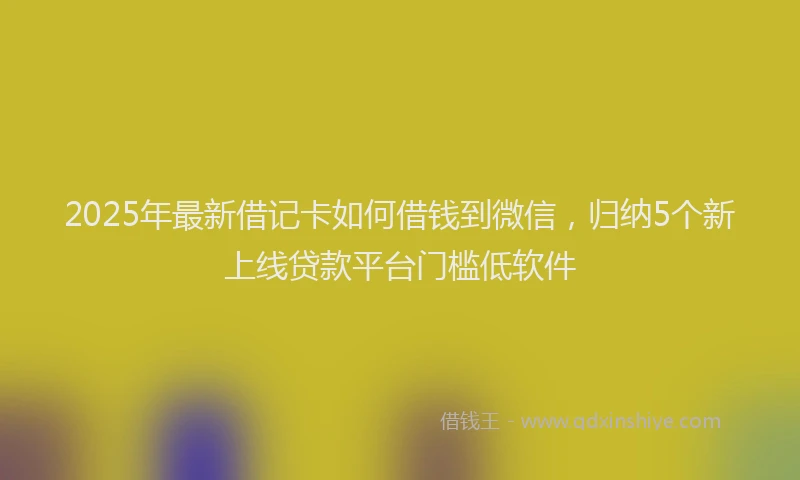 2025年最新借记卡如何借钱到微信，归纳5个新上线贷款平台门槛低软件