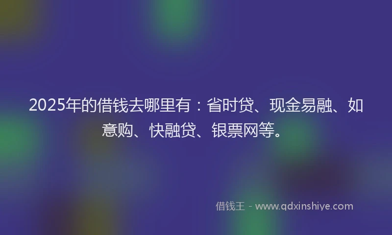 2025年的借钱去哪里有：省时贷、现金易融、如意购、快融贷、银票网等。