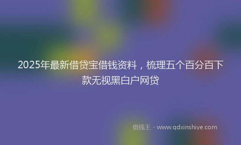 2025年最新借贷宝借钱资料，梳理五个百分百下款无视黑白户网贷