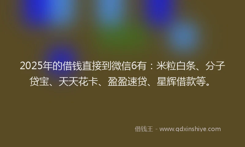 2025年的借钱直接到微信6有：米粒白条、分子贷宝、天天花卡、盈盈速贷、星辉借款等。