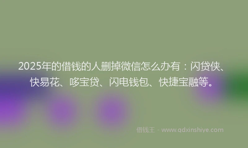 2025年的借钱的人删掉微信怎么办有：闪贷侠、快易花、哆宝贷、闪电钱包、快捷宝融等。