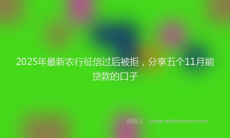 2025年最新农行征信过后被拒，分享五个11月能贷款的口子