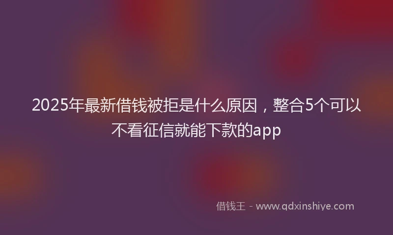 2025年最新借钱被拒是什么原因，整合5个可以不看征信就能下款的app