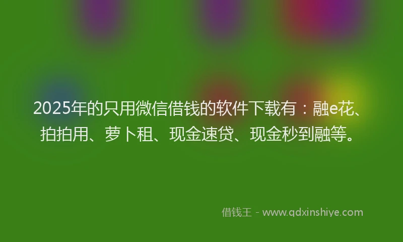 2025年的只用微信借钱的软件下载有：融e花、拍拍用、萝卜租、现金速贷、现金秒到融等。