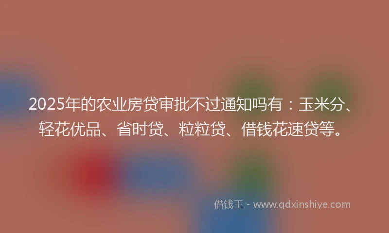 2025年的农业房贷审批不过通知吗有：玉米分、轻花优品、省时贷、粒粒贷、借钱花速贷等。