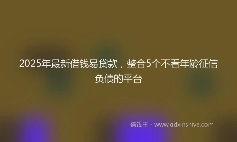 2025年最新借钱易贷款，整合5个不看年龄征信负债的平台