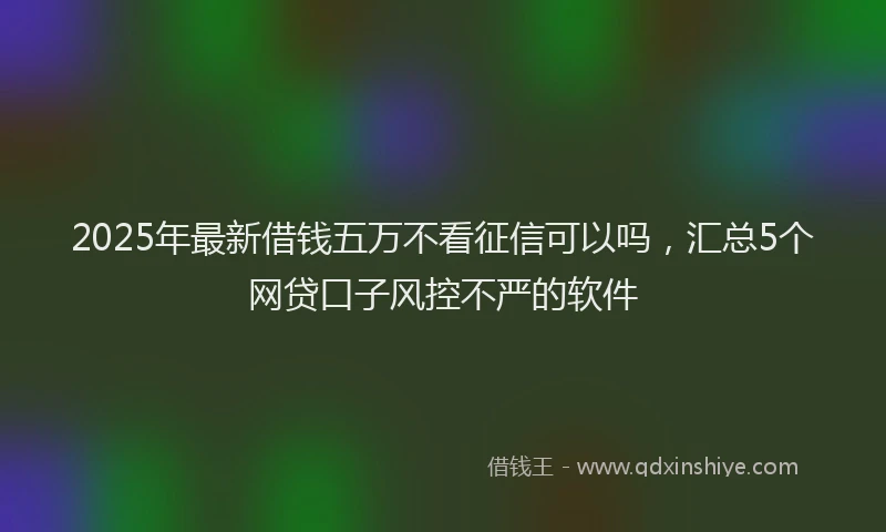 2025年最新借钱五万不看征信可以吗，汇总5个网贷口子风控不严的软件