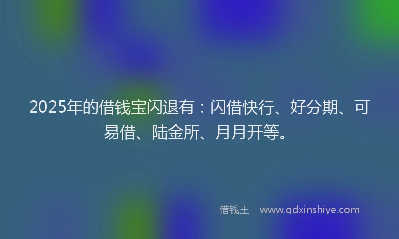 2025年的借钱宝闪退有：闪借快行、好分期、可易借、陆金所、月月开等。