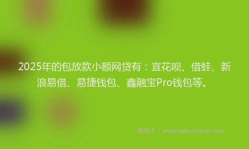 2025年的包放款小额网贷有:宜花呗、借蛙、新浪易借、易捷钱包、鑫融宝Pro钱包等。
