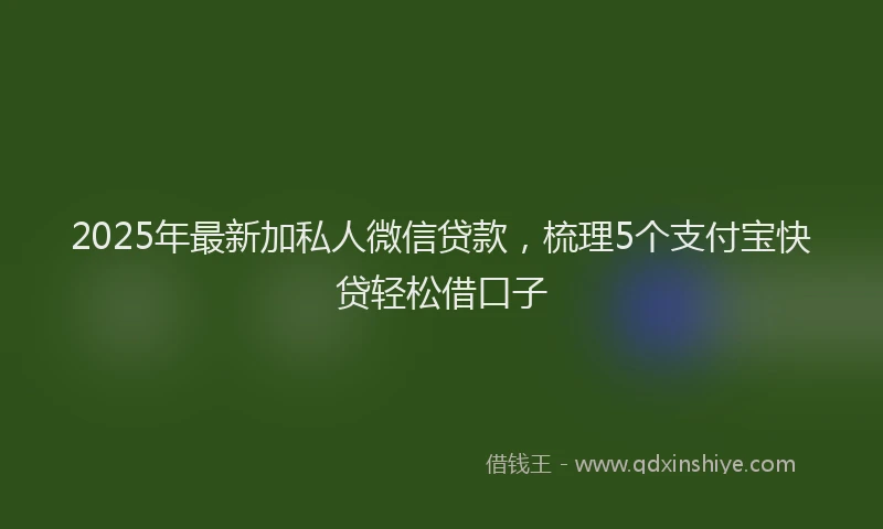2025年最新加私人微信贷款，梳理5个支付宝快贷轻松借口子