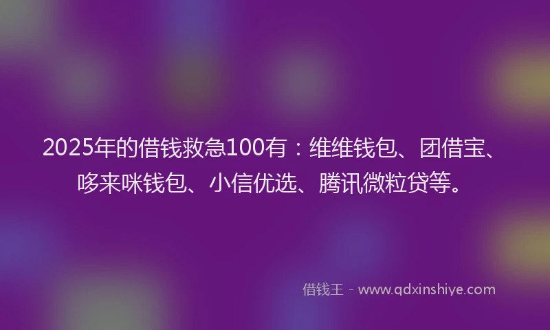 2025年的借钱救急100有：维维钱包、团借宝、哆来咪钱包、小信优选、腾讯微粒贷等。