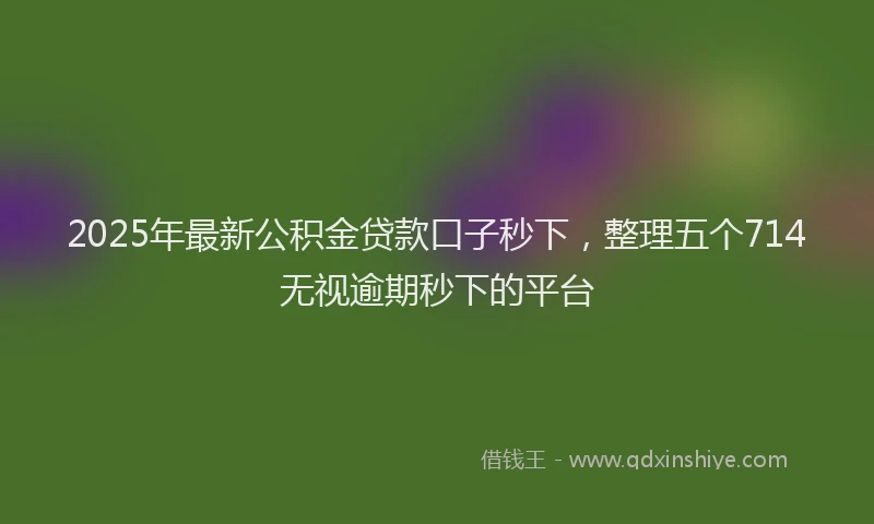 2025年最新公积金贷款口子秒下，整理五个714无视逾期秒下的平台