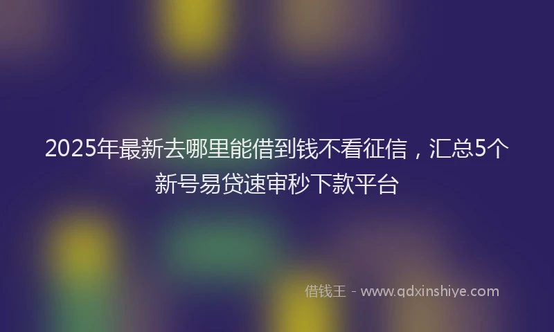 2025年最新去哪里能借到钱不看征信，汇总5个新号易贷速审秒下款平台