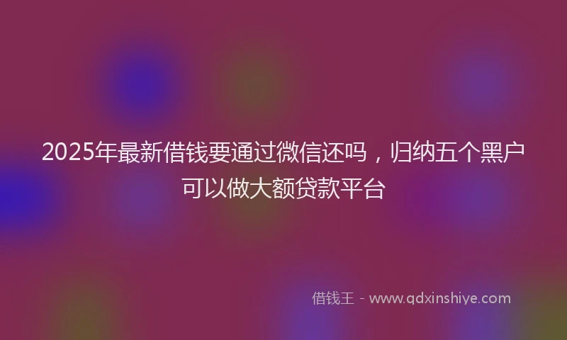 2025年最新借钱要通过微信还吗，归纳五个黑户可以做大额贷款平台