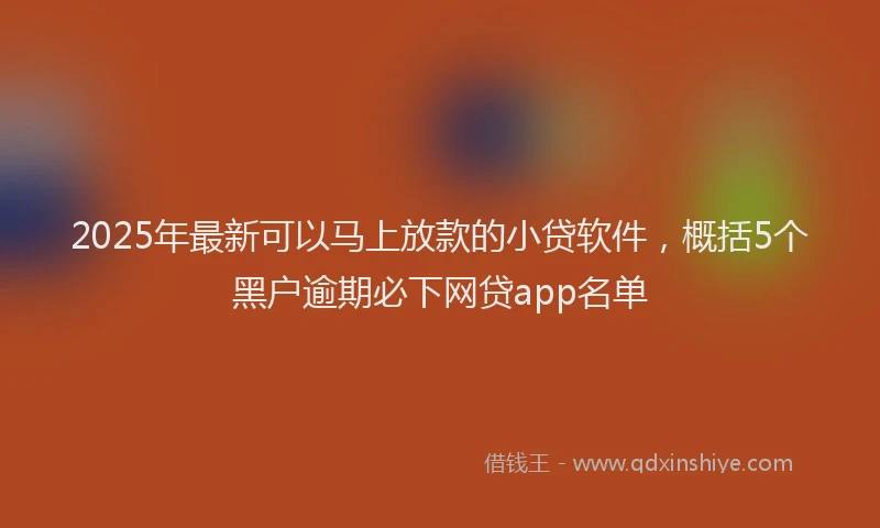 2025年最新可以马上放款的小贷软件，概括5个黑户逾期必下网贷app名单
