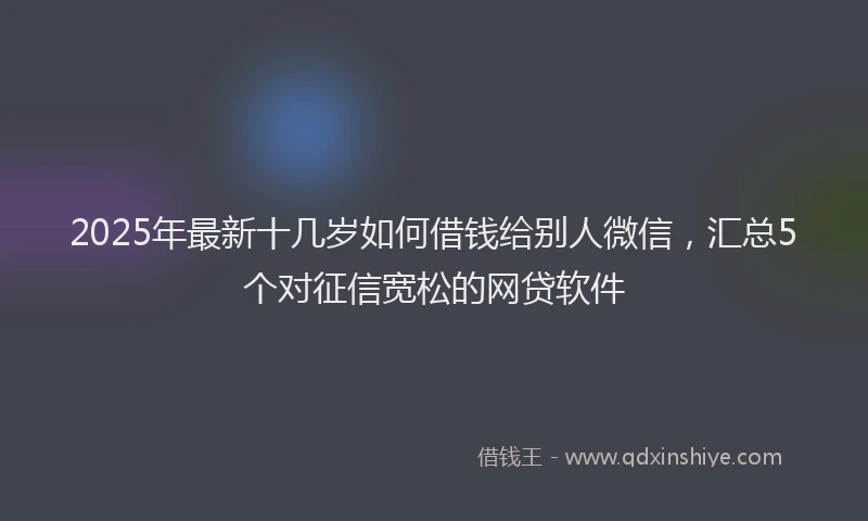 2025年最新十几岁如何借钱给别人微信，汇总5个对征信宽松的网贷软件