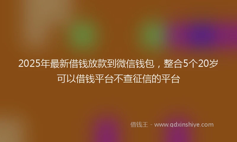 2025年最新借钱放款到微信钱包，整合5个20岁可以借钱平台不查征信的平台