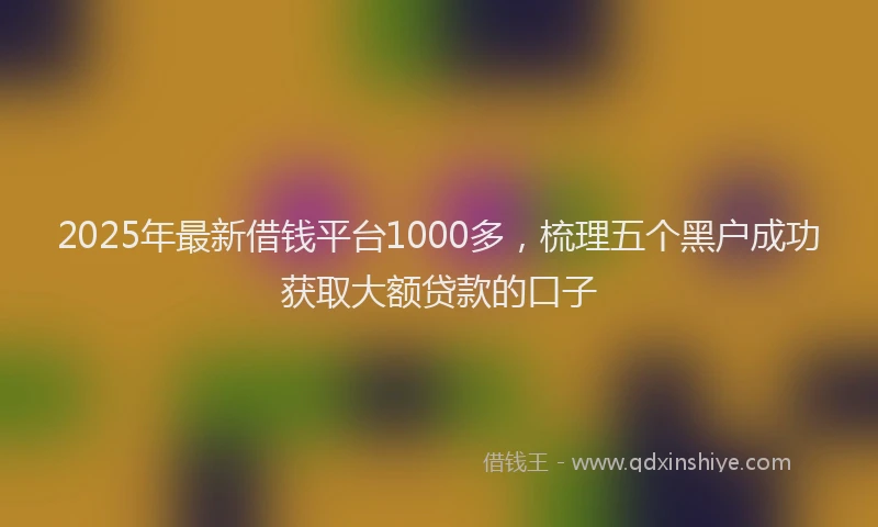 2025年最新借钱平台1000多，梳理五个黑户成功获取大额贷款的口子