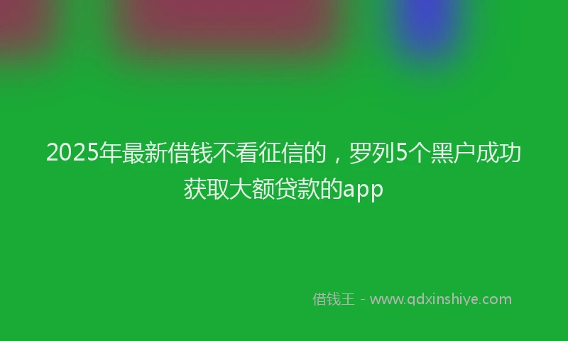2025年最新借钱不看征信的，罗列5个黑户成功获取大额贷款的app