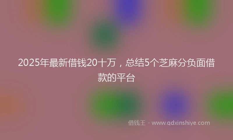 2025年最新借钱20十万，总结5个芝麻分负面借款的平台