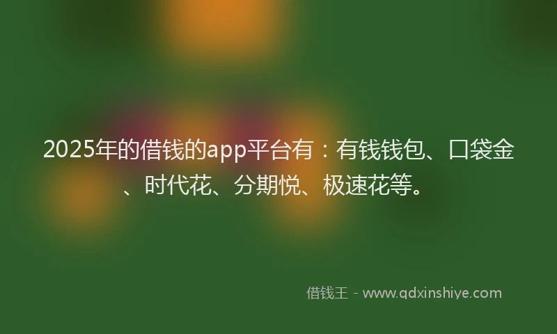 2025年的借钱的app平台有：有钱钱包、口袋金、时代花、分期悦、极速花等。