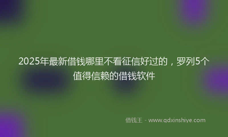 2025年最新借钱哪里不看征信好过的，罗列5个值得信赖的借钱软件