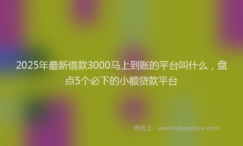 2025年最新借款3000马上到账的平台叫什么，盘点5个必下的小额贷款平台