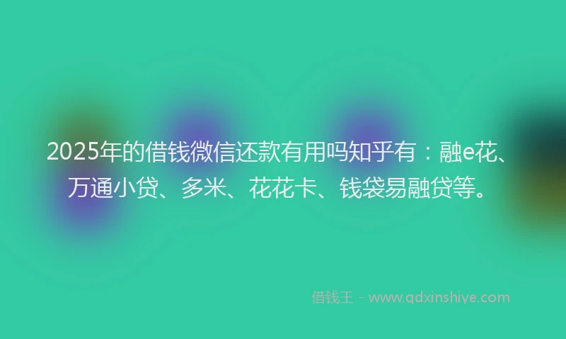 2025年的借钱微信还款有用吗知乎有：融e花、万通小贷、多米、花花卡、钱袋易融贷等。