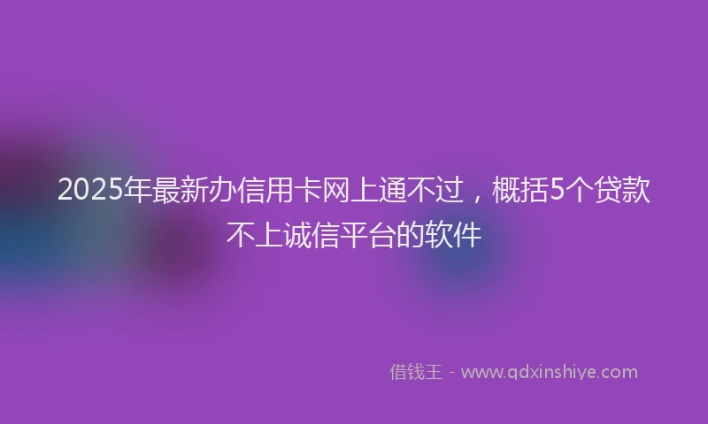 2025年最新办信用卡网上通不过，概括5个贷款不上诚信平台的软件