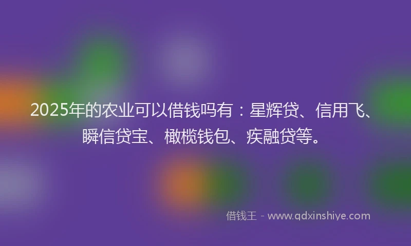 2025年的农业可以借钱吗有：星辉贷、信用飞、瞬信贷宝、橄榄钱包、疾融贷等。