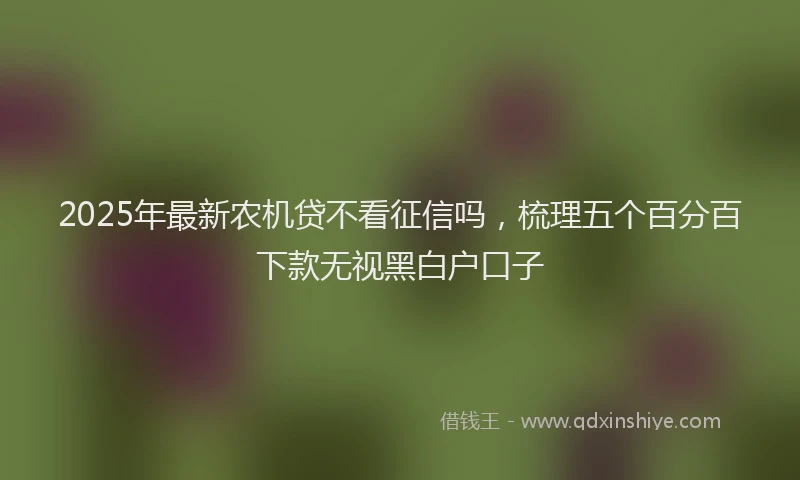 2025年最新农机贷不看征信吗，梳理五个百分百下款无视黑白户口子