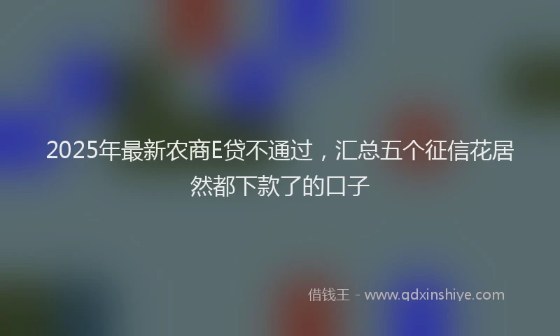 2025年最新农商E贷不通过，汇总五个征信花居然都下款了的口子