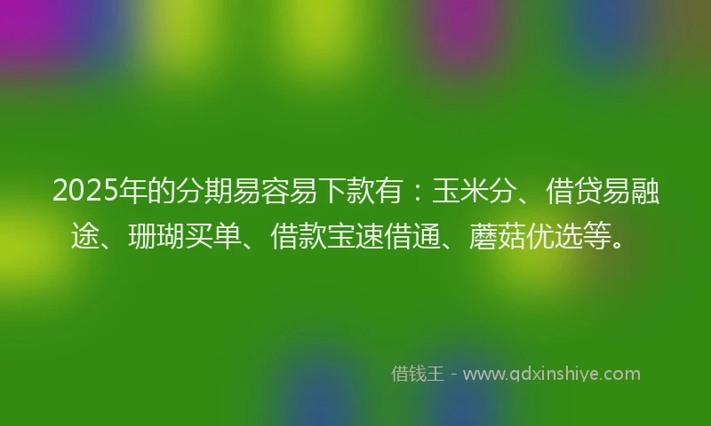 2025年的分期易容易下款有：玉米分、借贷易融途、珊瑚买单、借款宝速借通、蘑菇优选等。