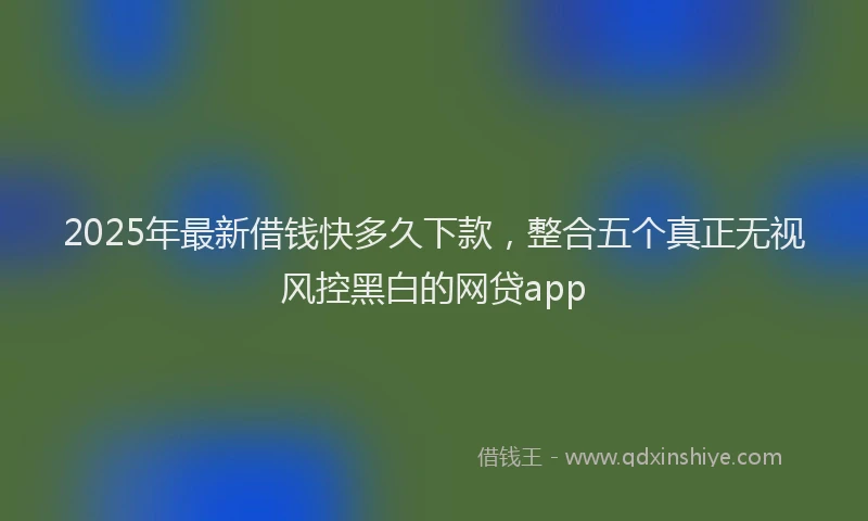 2025年最新借钱快多久下款，整合五个真正无视风控黑白的网贷app