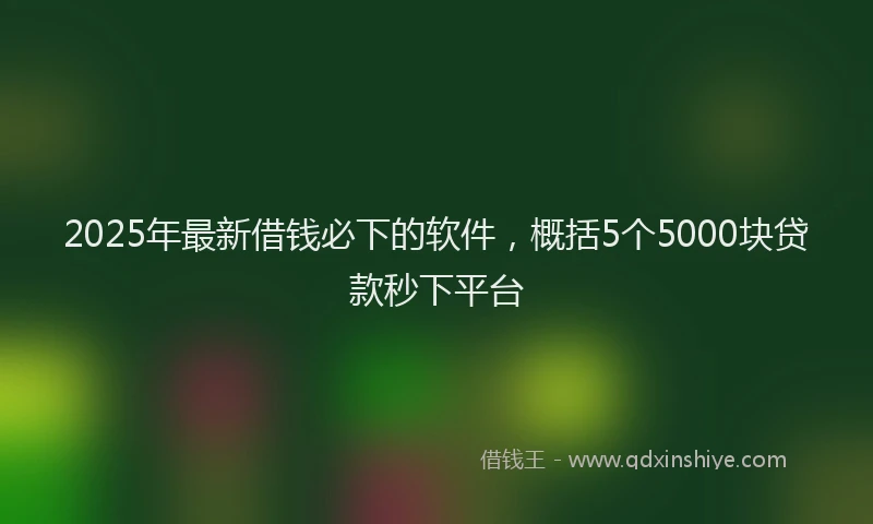 2025年最新借钱必下的软件，概括5个5000块贷款秒下平台