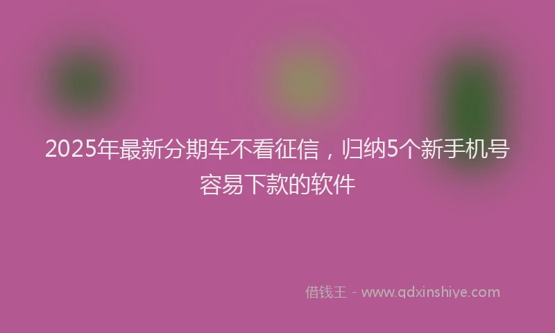 2025年最新分期车不看征信，归纳5个新手机号容易下款的软件