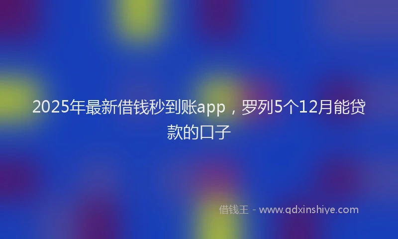 2025年最新借钱秒到账app，罗列5个12月能贷款的口子
