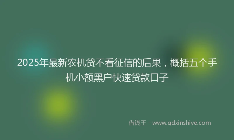 2025年最新农机贷不看征信的后果，概括五个手机小额黑户快速贷款口子