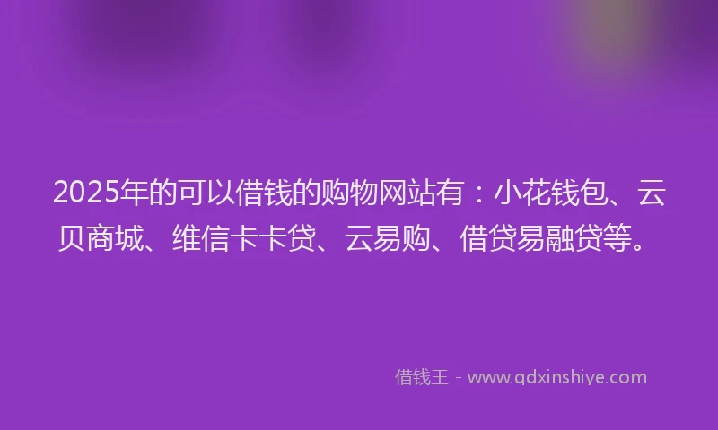 2025年的可以借钱的购物网站有：小花钱包、云贝商城、维信卡卡贷、云易购、借贷易融贷等。