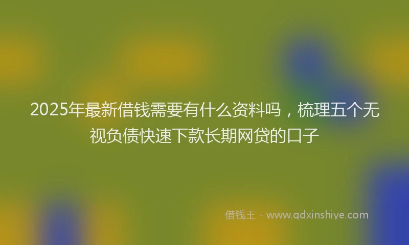 2025年最新借钱需要有什么资料吗，梳理五个无视负债快速下款长期网贷的口子