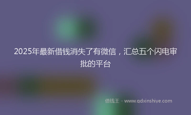 2025年最新借钱消失了有微信，汇总五个闪电审批的平台