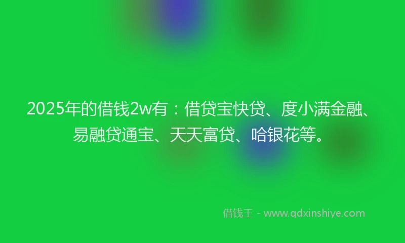 2025年的借钱2w有：借贷宝快贷、度小满金融、易融贷通宝、天天富贷、哈银花等。