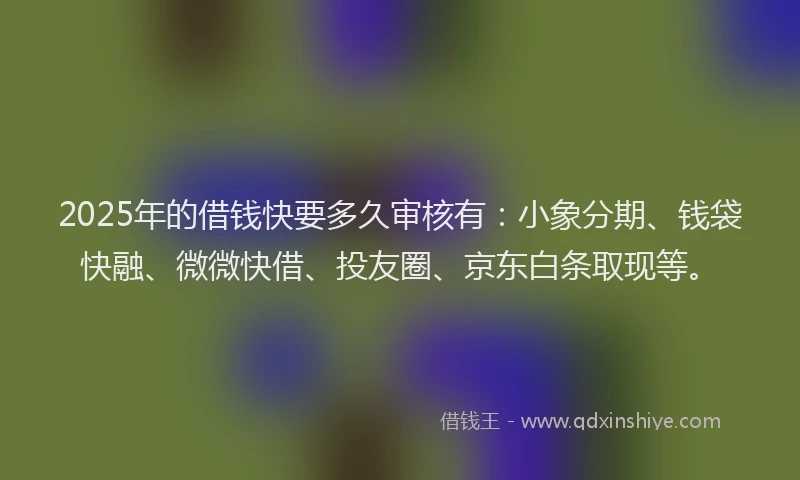 2025年的借钱快要多久审核有：小象分期、钱袋快融、微微快借、投友圈、京东白条取现等。
