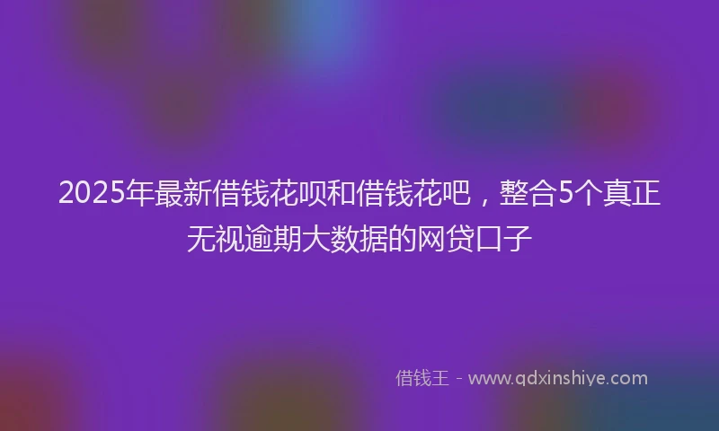 2025年最新借钱花呗和借钱花吧，整合5个真正无视逾期大数据的网贷口子