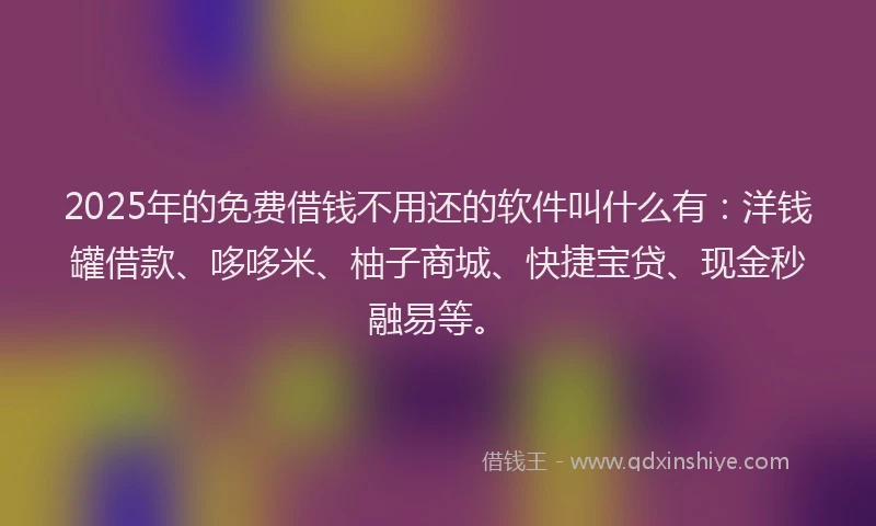 2025年的免费借钱不用还的软件叫什么有：洋钱罐借款、哆哆米、柚子商城、快捷宝贷、现金秒融易等。