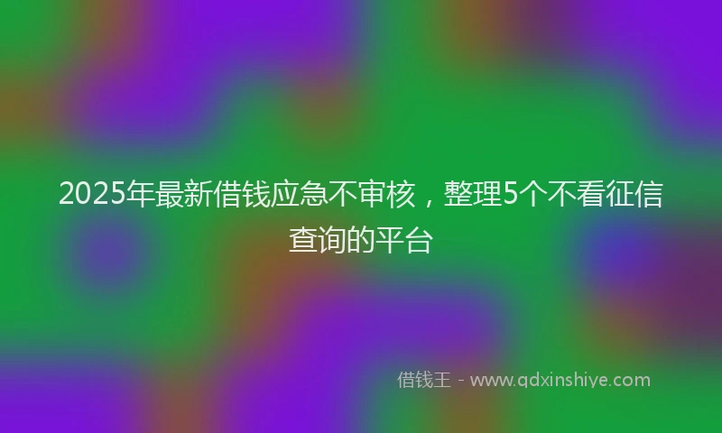 2025年最新借钱应急不审核，整理5个不看征信查询的平台